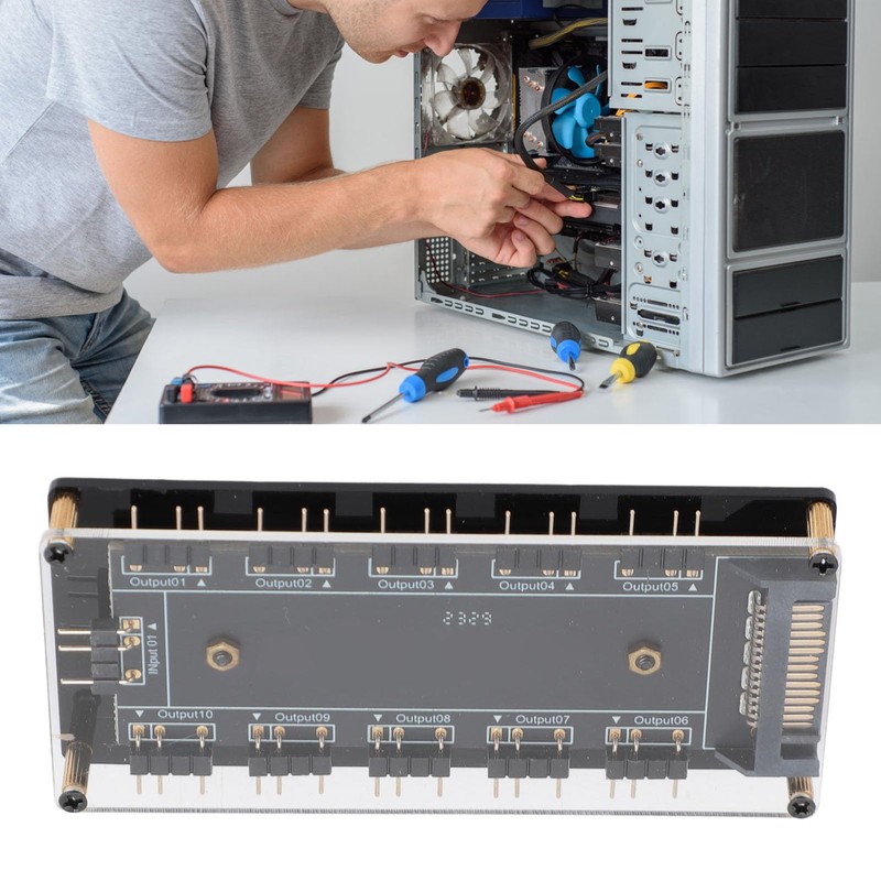 10 Way 5V 3pin ARGB Hub with Acrylic Case, Universal