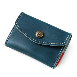 ZARIO-GRANDEE ZAG-0028 Coin Catcher, Coin Purse, Men's, Women's, Genuine Leather, Tochigi Leather, Trifold, Made in Japan, Navy × Red