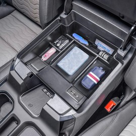 EDBETOS 2022+ Refreshed Full Console Tray Compatible with 2023-2026 GMC Sierra 1500/Chevy Silverado 1500 and 2024 2025 2026 2500HD 3500HD Organizer Storage (Full Console w/Bucket Seats ONLY), Black