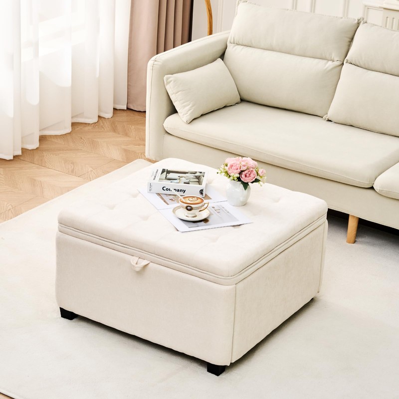 2BYF Storage Ottoman 30 Inch Large Hidden Storage Ottoman Foot