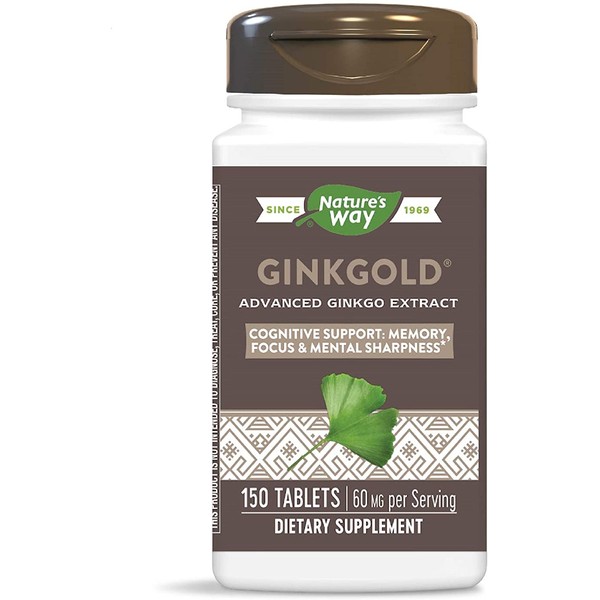 Nature's Way Ginkgold® 60 MG Advanced Ginkgo Extract for Mental Sharpness 50% More Free, 150 Count (Packaging May Vary)