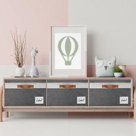 GhvyenntteS Fabric Storage Bins with Lid (6-Pack) Large Closet Storage Bins with Lid and 3 PU Handles, Foldable Fabric Storage Boxes with Label Window for Home Bedroom Office (Grey, Large)