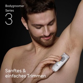 Braun Bodygroomer Series 3, +3 Zubehörteile, Extra Hautschutz, 80 Min Akkulaufzeit, Sanftes Rasieren & Trimmen, Wasserdicht, BG3530, Grau  