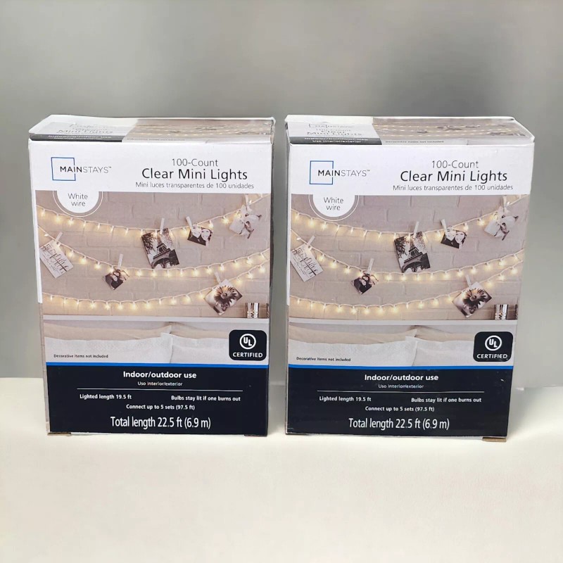 Mainstays 2 Mainstays 100 Count Clear Mini 22 Foot White