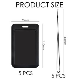 5 Black Card Holders + 5 Black Lanyards, Multi-Functional Card Holder, Suitable for Id Cards, Meal Cards, Transportation Cards and Cards, Transparent Card Holder, Badge Holder