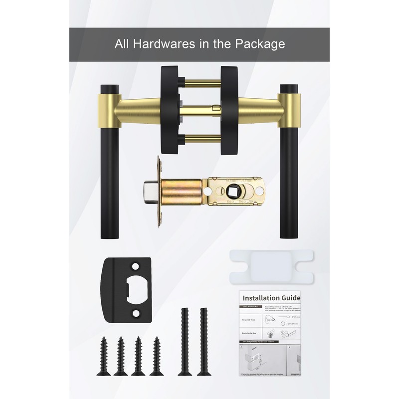 goldenwarm 1 Pack Black and Gold Interior Door Handle, Privacy