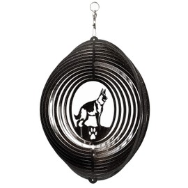 SWEN Products German Shepherd Circle Swirly Metal Wind Spinner
