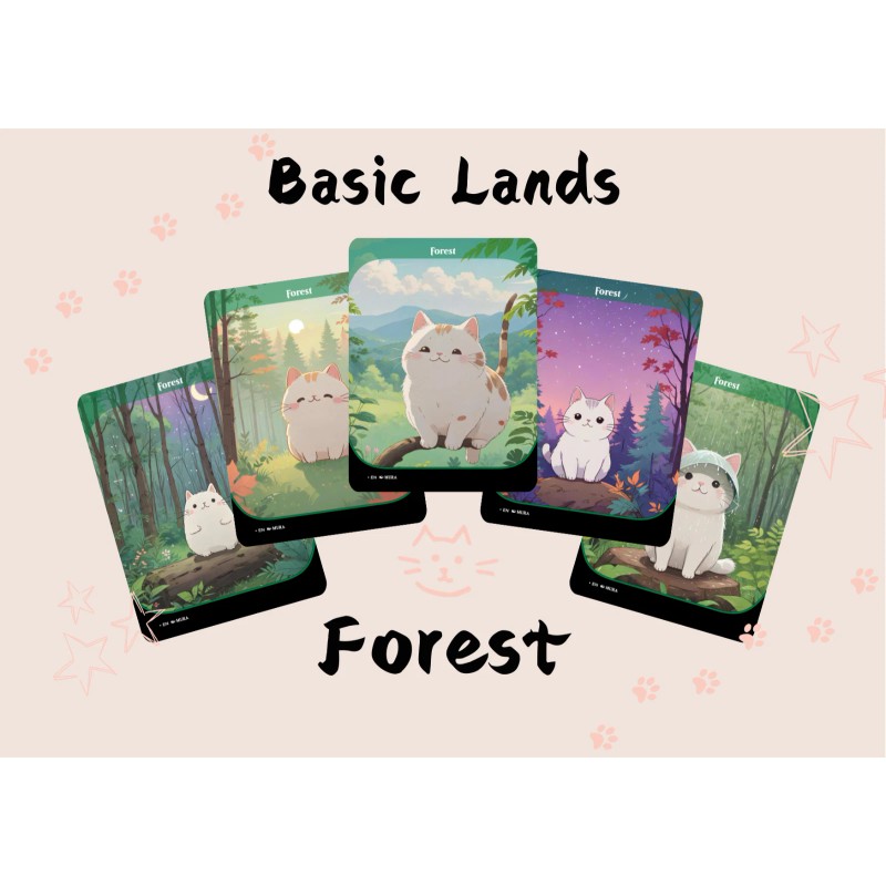 50 Cute Cat Basic Lands for Commander EDH, Cute Custom