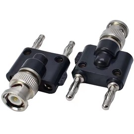 2 Pack BNC Male to Dual Banana Male Adapter, tunghey BNC Male to Dual Banana Male Plug Jack Binding Posts RF Coaxial Adapter BNC to BNC Male Banana Coax Jack Splitter Connector