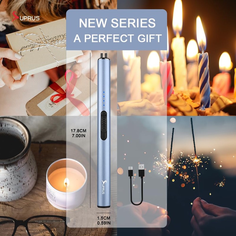 SUPRUS Electric Arc Windproof Flameless USB Rechargeable Lighter with Safety