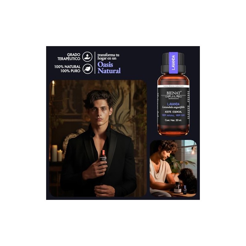 Bienat | Aceite Esencial de Lavanda 30mL Natural | Difusor