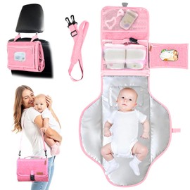 UBRAVOO tragbare windeln wechseln zu wickeltaschen und feuchttüten, am intelligenten design tragbarer wickeltücher, reise-laufsteg für babys und junge mädchen (Rosa)