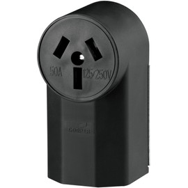 Eaton WD112 50-Amp 125-Volts 2-Pole 3-Wire Surface Mount Range Power Receptacle, Black