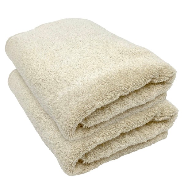 Super Zero Bath Towel, Beige, Set of 2, 23.6 x 47.2 inches (60 x 120 cm), Gentle on Sensitive Skin, Fluffy, Absorbent, Quick Drying, Soft