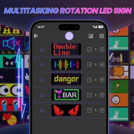 Programmable Led Sign, Double Line Digital Led Message Board, Smart Light Strip Flexible Rgb Electronic Signage Banners, Scrolling Text Panel for Car Shop Taxi Rear Window
