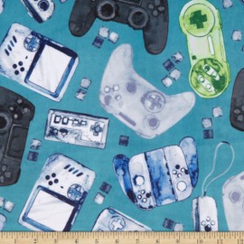 Shannon Minky Digital Cuddle Gamer Teal, Fabric by The Yard