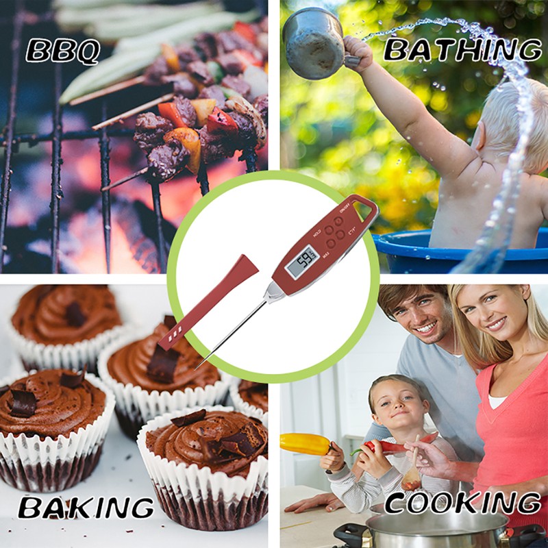 Kitchen Meat Thermometer Waterproof Cooking Thermometer Fork Hanging Water Milk
