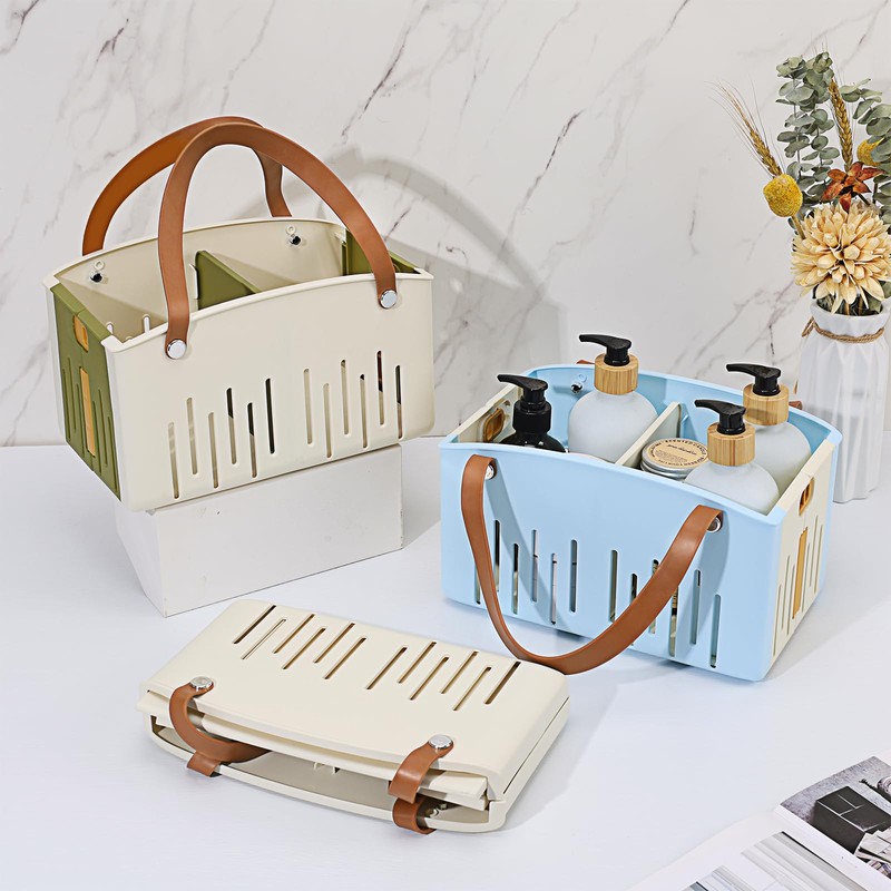Homiton Portable Shower Caddy Collapsible Plastic Shower Basket Tote with