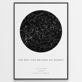 The Day You Became My Mummy Star Map Print - Gift for Mum Christmas/Birthday/Mother's Day