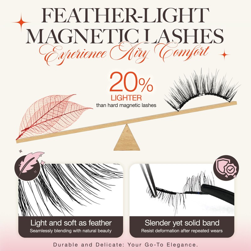 LASHVIEW Magnetic Eyelashes with Applicator, Soft Magnetic Lashes Natural Look