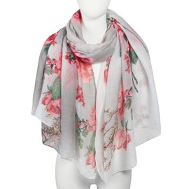 QIUTIMIY Lightweight Scarves Floral Cotton Scarf for Women Fashion Shawl Wraps Thin Fall Winter Neck Scarves(Flower Scarf 19)
