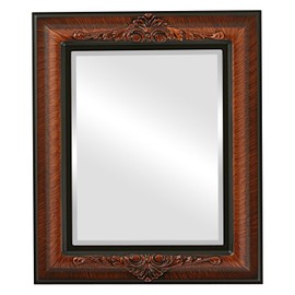 OVALCREST Rectangle Beveled Wall Mirror for Home Decor - Winchester Style - Vintage Walnut - 23x29 Outside Dimensions