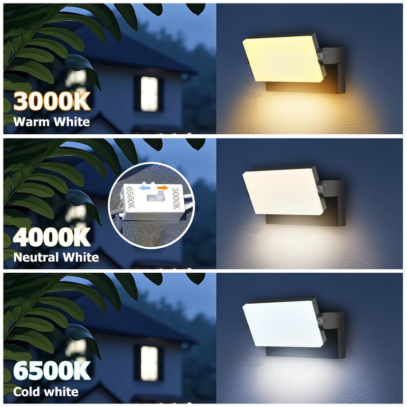 rosykite 3CCT LED Outdoor Wall Lights, 4800LM, 360° Adjustable, 3