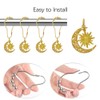 Celestial Shower Curtain Hooks 12 Pcs, Decorative Gold Sun Moon