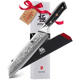 KYOKU Kiritsuke Chef Knife 8.5" - Shogun Series - Japanese Style VG10 Steel Core Forged Damascus Blade - with Sheath & Case