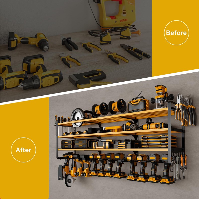 48" Large Power Tools Organizer Wall Mount,12 Drill Holder for