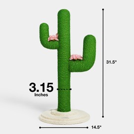 VETRESKA Cat Scratchers for Indoor Cats Cactus Cat Scratch Post Jute Rope, 31.5'' Tall Green Vertical Cactus Cat Tree Scratching Posts Protect Furniture