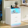 VIAGDO White Nightstand Set of 2 with Charging Station and