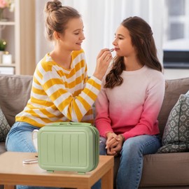 Balakaka Travel Beauty Case Makeup Travel Case Hard case Material Hard Shell Cosmetic Organizer Bag with Elastic Band and Soft Handle Travel Bag for Toiletry Portable Mini ABS Carrying Suitcase