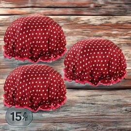 Three Sun Dyed Vinyl Hair Styling Waterproof Double Shower Hair Cap 15 Red Dots / 쓰리썬 염색비닐 헤어스타일링 방수 이중 샤워 헤어캡 15개 레드도트