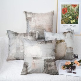 TIDWIACE Set of 4 Decorative Purple Flowers Cushion Covers 40 x 40 cm, Square Art Deco Throw Pillow Cases for Outdoor Furniture Garden Bench Living Room Sofa Farmhouse Decor 16x16