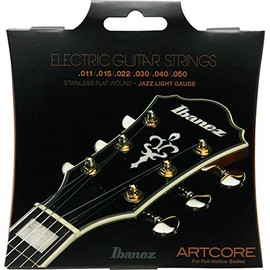 IBANEZ String Set Electric Guitar Artcore Stainless Flat Wound 6-String for Full Hollow Bodies/Jazz Light 11-50 (IFAS6SL)