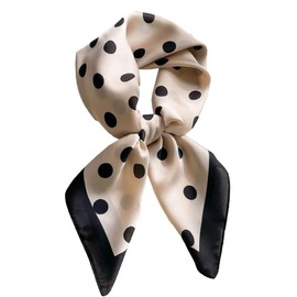 EOMECUIGAO Women's Scarf, 27.6 x 27.6 inches (70 x 70 cm), Thin Silk Scarf, Square Bandana, for Travel, Work, Office, Polka Dot Beige