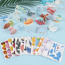 LOMIMOS Educational 3D Cartoon Puzzle for Kids,25Pcs 3D Cartoon Jigsaw Creative Learning Model for DIY Crafts Birthday Party Favor Gifts (Marine Organism)