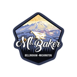 Die Cut Sticker Bellingham, Washington, Mt. Baker, Contour Vinyl Sticker 1 to 3 inches (Waterproof Decal for Cars, Water Bottles, Laptops, Coolers), Small
