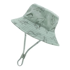 Sarfel Baby Bucket Hat, A Green Dinosaur, 12-24 Months, UPF 50+ Sun Protection, Adjustable, Unisex, Beach