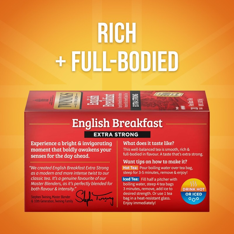 Twinings English Breakfast Extra Strong Black Tea Individually Wrapped Bags,