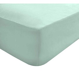 Sleepdown Fitted Sheet Polycotton Easy Care Non-Iron Soft 12.5 Inch 32cm Extra Deep Pocket Bedsheet Bed Linen-Super King-Duck Egg