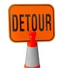 Plastic Traffic Cone Top Sign - DETOUR