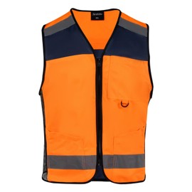 Sicalobo High Visibility Vest with 3 Pockets Zipper for Men,Construction Vest with Reflective Strips,Hi Vis ANSI Class 2