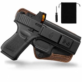 All Day Comfortable IWB Holster for Glock 19/19X (Gen 3-6) Glock 44/45 Glock 23/32 (Gen 3-4) - Hybrid Leather Holster with Adjustable Retention, Optics Ready, Concealed Carry for EDC