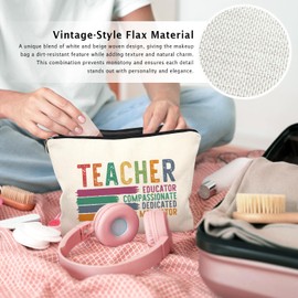 LIANGW Teacher Appreciation Gifts, Thank You Teacher Gift Makeup Bag Cosmetic Bag for Women & Girls Teachers - Ideal Gift for Travel, Birthdays, Christmas, Thanksgiving Day.