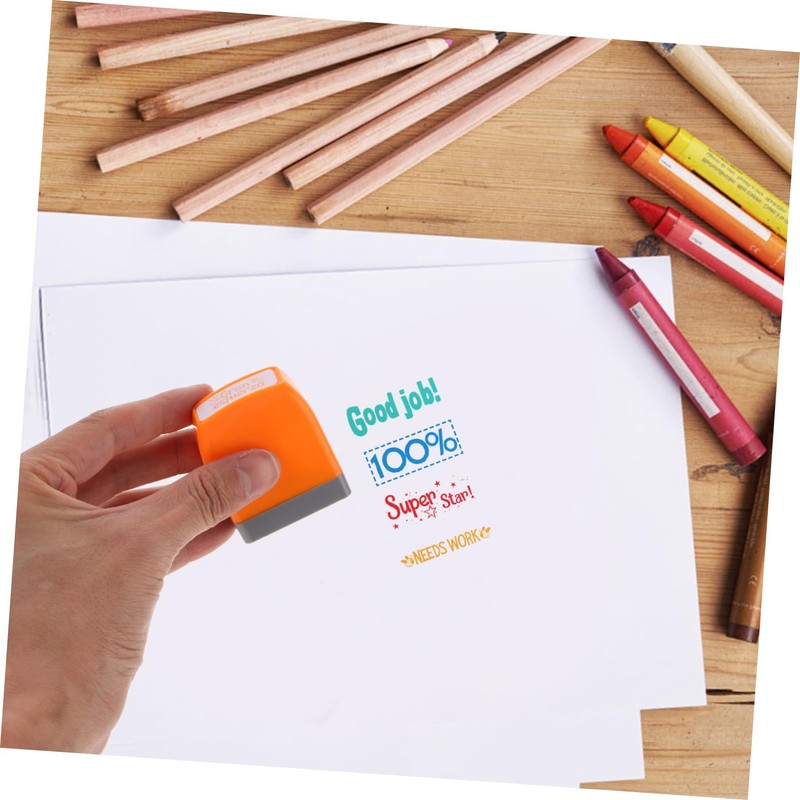 FUNOMOCYA 8pcs Colorful Teacher Stamp Grading Classroom Essentials to Boost