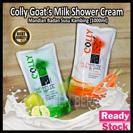 Colly Refil Pack  Goat's Milk Shower Cream 1 liter Mandian Refil Murah Susu Kambing Gel Mandian