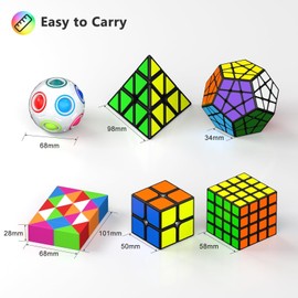 Vdealen Speed Cube Set, 7 Pack Puzzle Cube Bundle Fidget Ball 2x2 3x3 4x4 Pyr...
