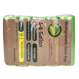Biodegradable Disposable Trash Bags - Strong & Leakproof Thick Garbage Bags for Kitchen, Bathroom, Home, Outdoor (Green - 4 Gallon-100Pcs)